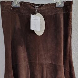 Cabi Suede Skirt With Scallop Waistband NWT