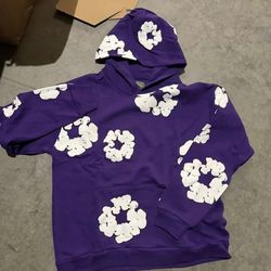 PURPLE DENIM TEAR HOODIE