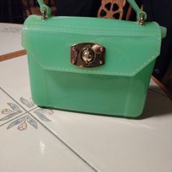 Vtg Furla Lime  Green Jelly Purse