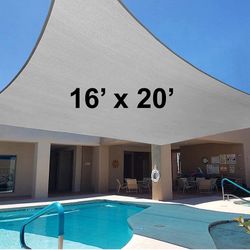 Brand New $50 Rectangle 16x20’ Sun Shade Sail Outdoor Canopy Patio Top Cover 175gsm , (Beige, Gray, Black)