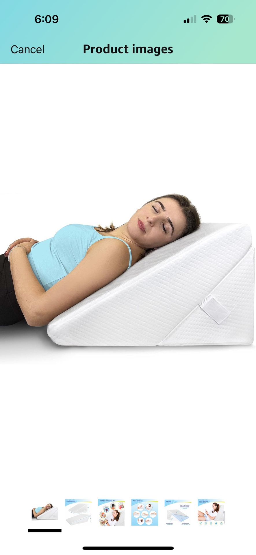 Bed Wedge Pillow - Memory Foam Top Adjustable 9&12 inch Folding Incline Cushion