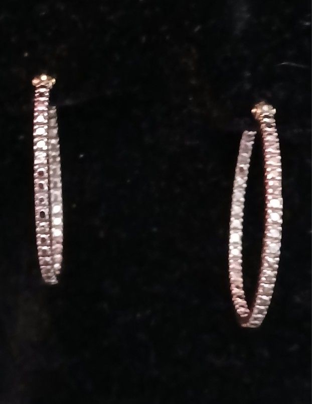 18k On Sterling Silver FAS Moissanite Inside Out Earrings