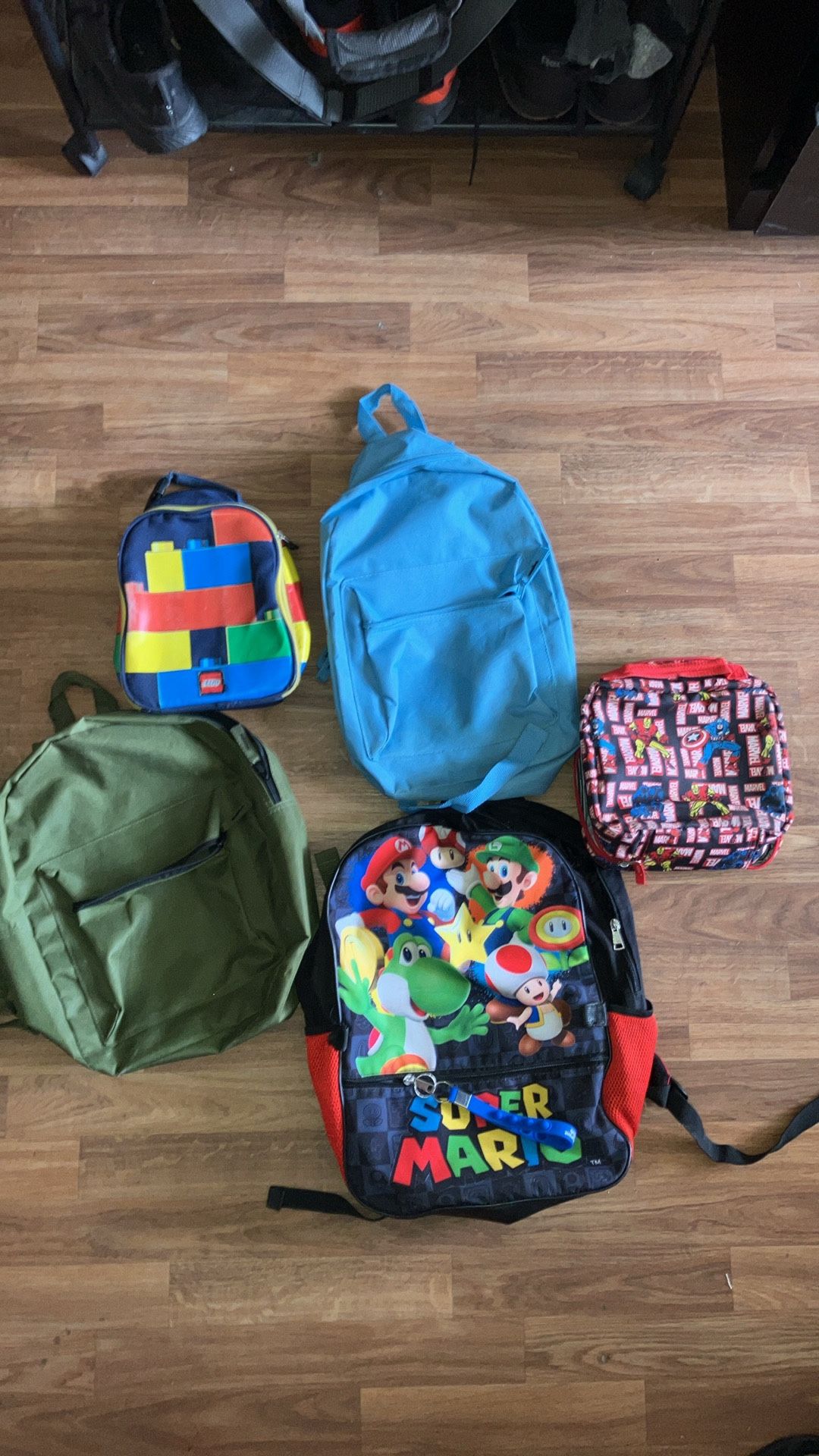 5 School Book Bags, Lunch Bags Children Kids