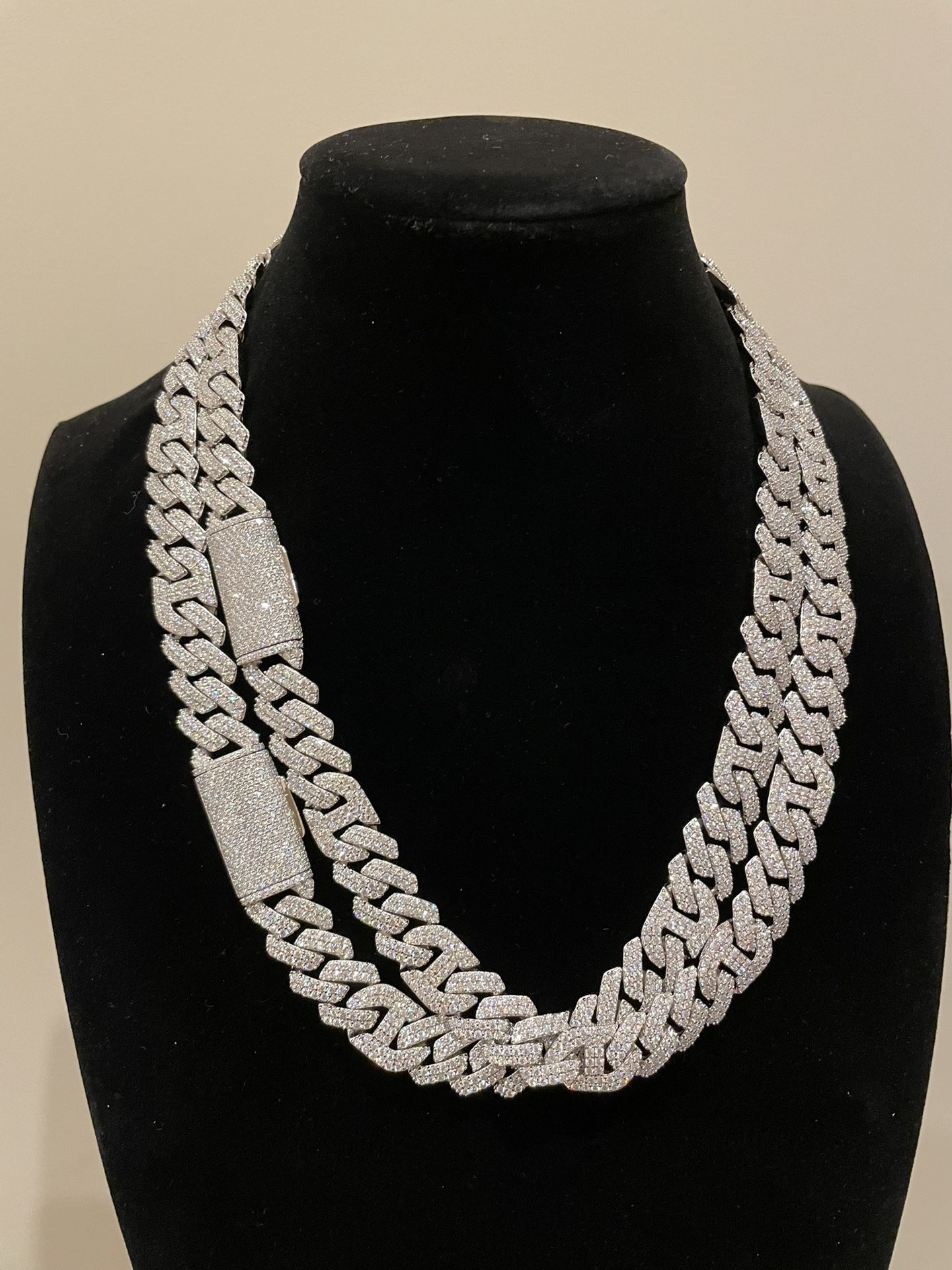 Custom VVS Moissanite Cuban Mariner Chain 15mm PASS DIAMOND TESTER