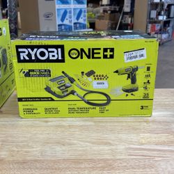  RYOBI ONE+ 18V Cordless 2- Tool Combo Kit with Rotary Tool Station, Dual Temperature Glue Gun, 2.0 Ah Battery and Charger