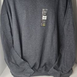 Mens 4XL (58-60) Athletic Works Black Heather Fleece Crew Sweatshirt 