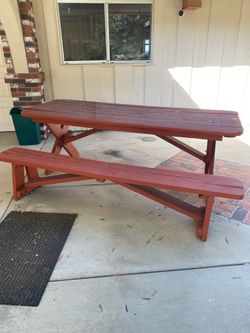 FREE REDWOOD PICNIC TABLE!!!