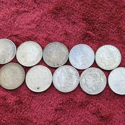 10 US SILVER MORGAN DOLLARS