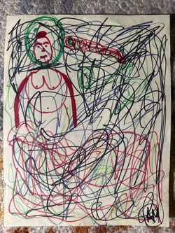 “Bust of woman” abstract art on paper 9”x12” approx.