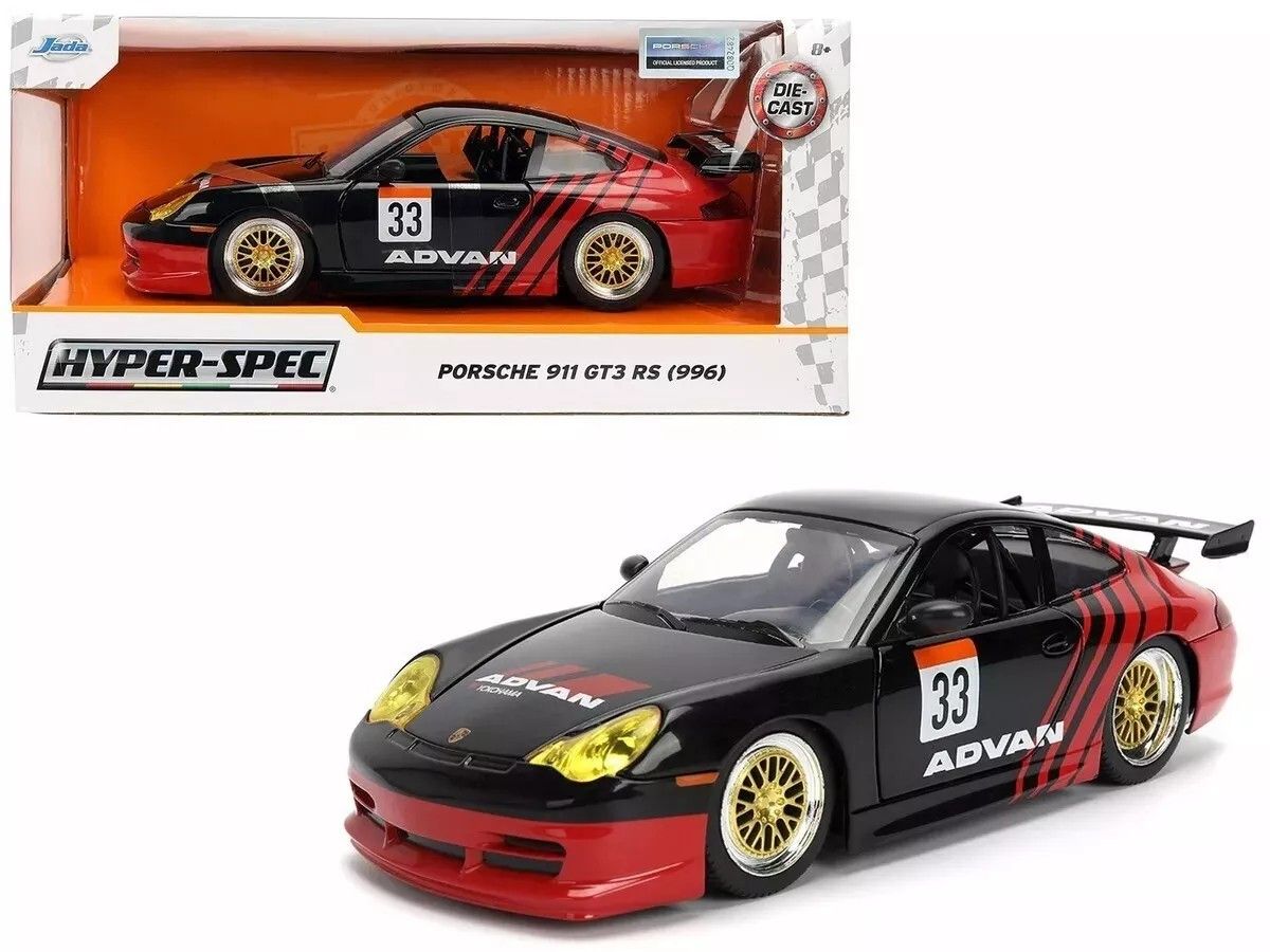 PORSCHE 911 GT3 RS (996) #33 "ADVAN" 1/24 DIECAST MODEL CAR BY JADA 36371-6D
