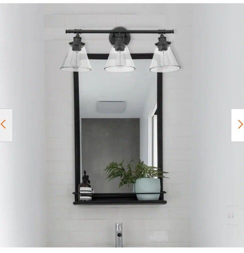 3 Light Industrial Vanity Light -Black- Brand New