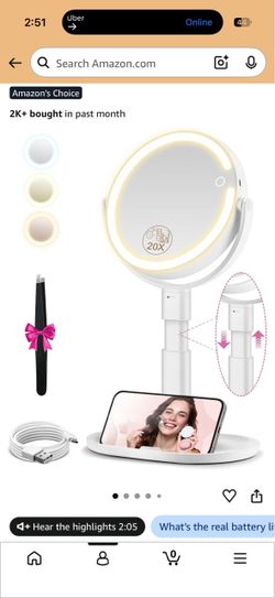 Make up mirror with light and phone charger