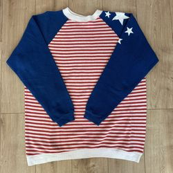 Vintage 1960's Sportswear Of Creslan And Cotton Striped USA Raglan Sweatshirt 
