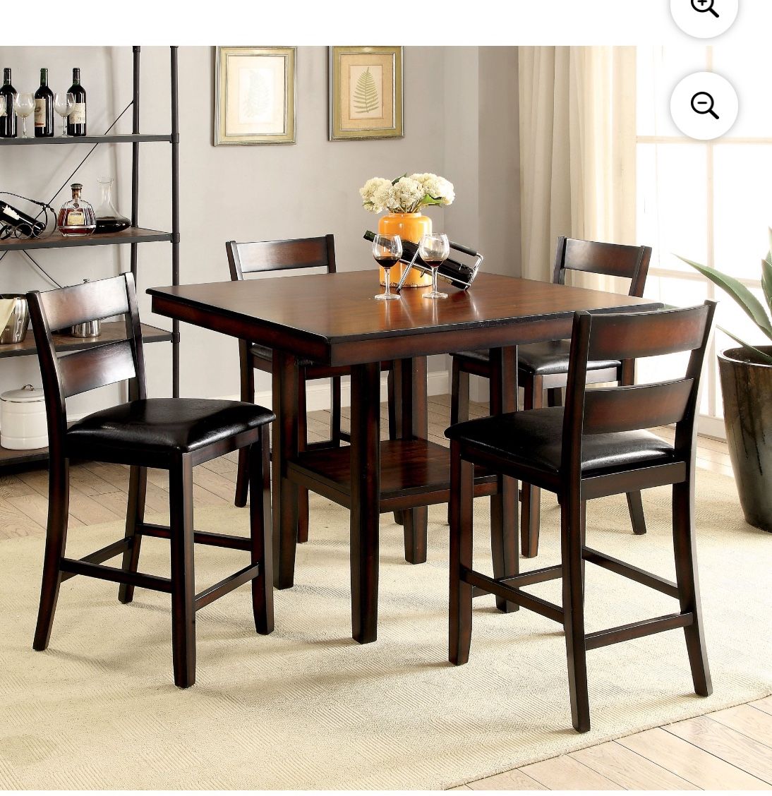Espresso 5PC Counter Dining Set - Counter Height Table & 4 Counter Stools