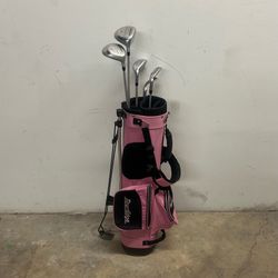 Tour Edge Bazooka Kids Stand Golf Bag Pink & White 4 Way Divider 28" tall w/club