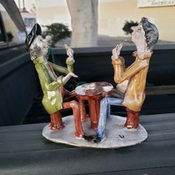 Two Guys  Playing Poker.  Hand Made, One Of A Kind