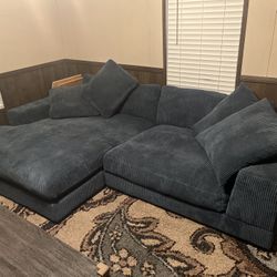 All Modern Blue Two Piece Reversible Chaise Sectional