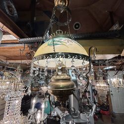 Victorian Style Electrified Hanging Lamp 