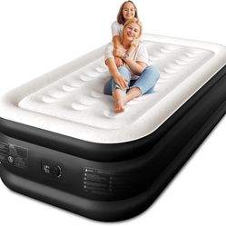 Twin XL Air Mattress with Built-in Pump, 18" Raised Comfort, 80“ Length, 48Hr Leak-Proof Test, Upgraded Honeycomb Pillar Design, Supports 500 lbs, 2-M