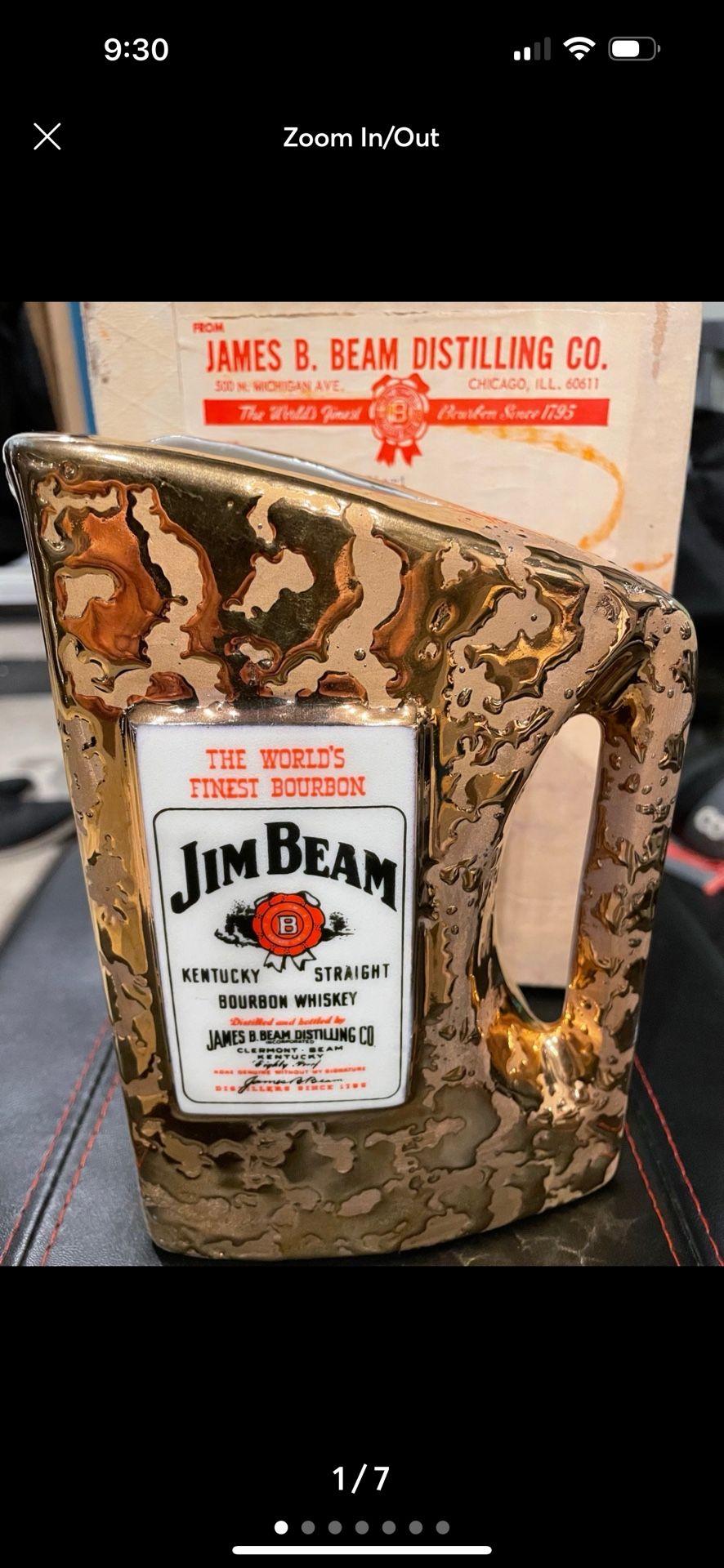 Rare Vintage Original Numbered 22k Gold Leaf Jim Beam Collectible Pitcher