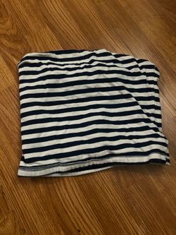 White and blue striped tube top