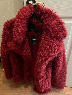 Forever 21 maroon- red Faux Fur Jacket!