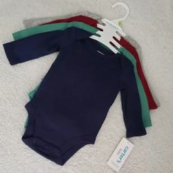 ✅ Baby Boy 4pc Carter's Long Sleeved Bodysuits• Size 3m• New Condition• $8firm