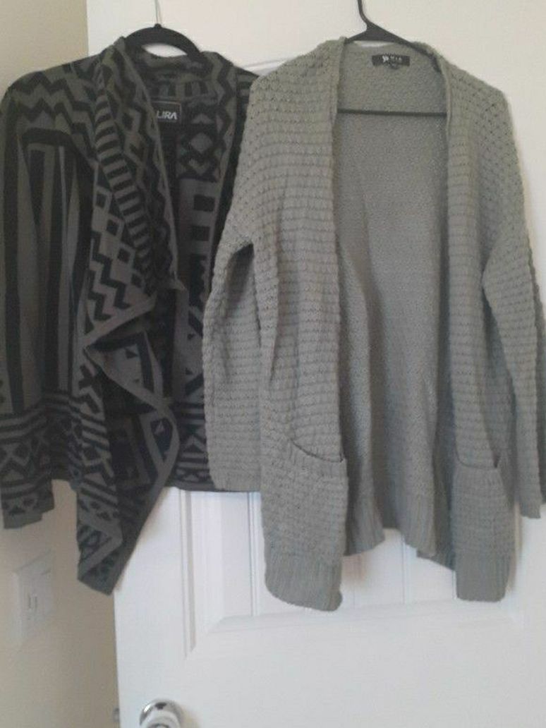2 Womans Olive Green Cardigans