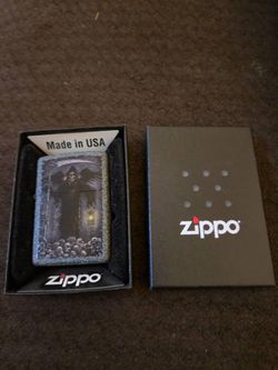 Brand New Zippo Lighter - "Grim Reaper" Textured Iron Stone Finish