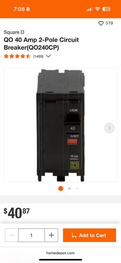 New 40 Amp Square D Breaker