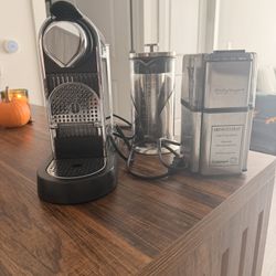 Nespresso Coffee Machine, Coffee Press & Grinder