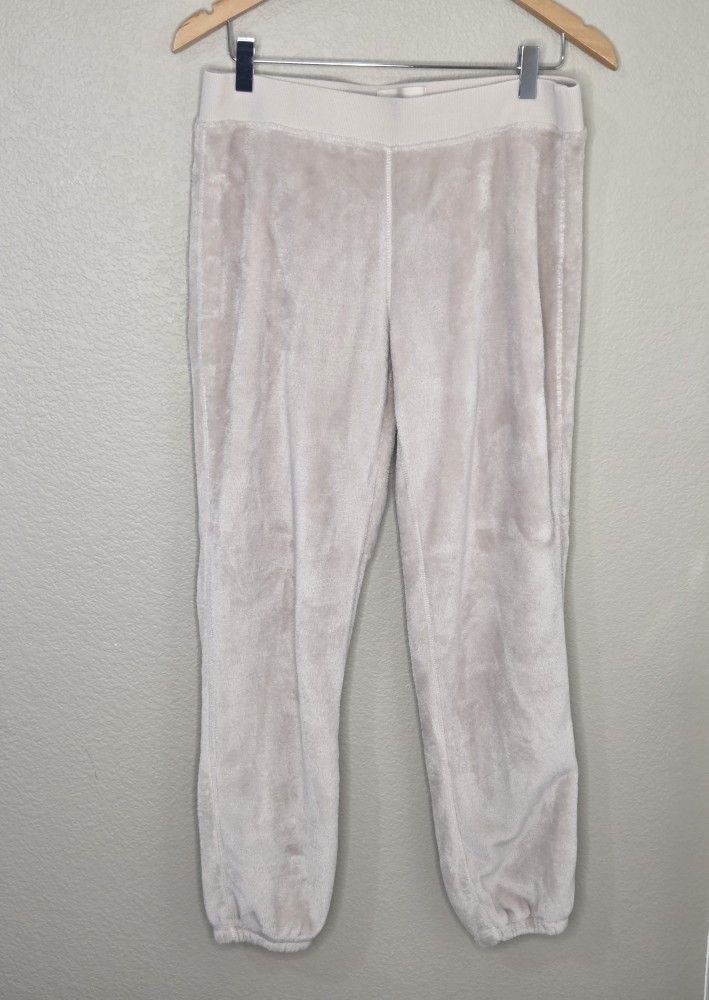 UGG Cozy Cream Beige Soft Velour Fleece Lounge Pants Joggers