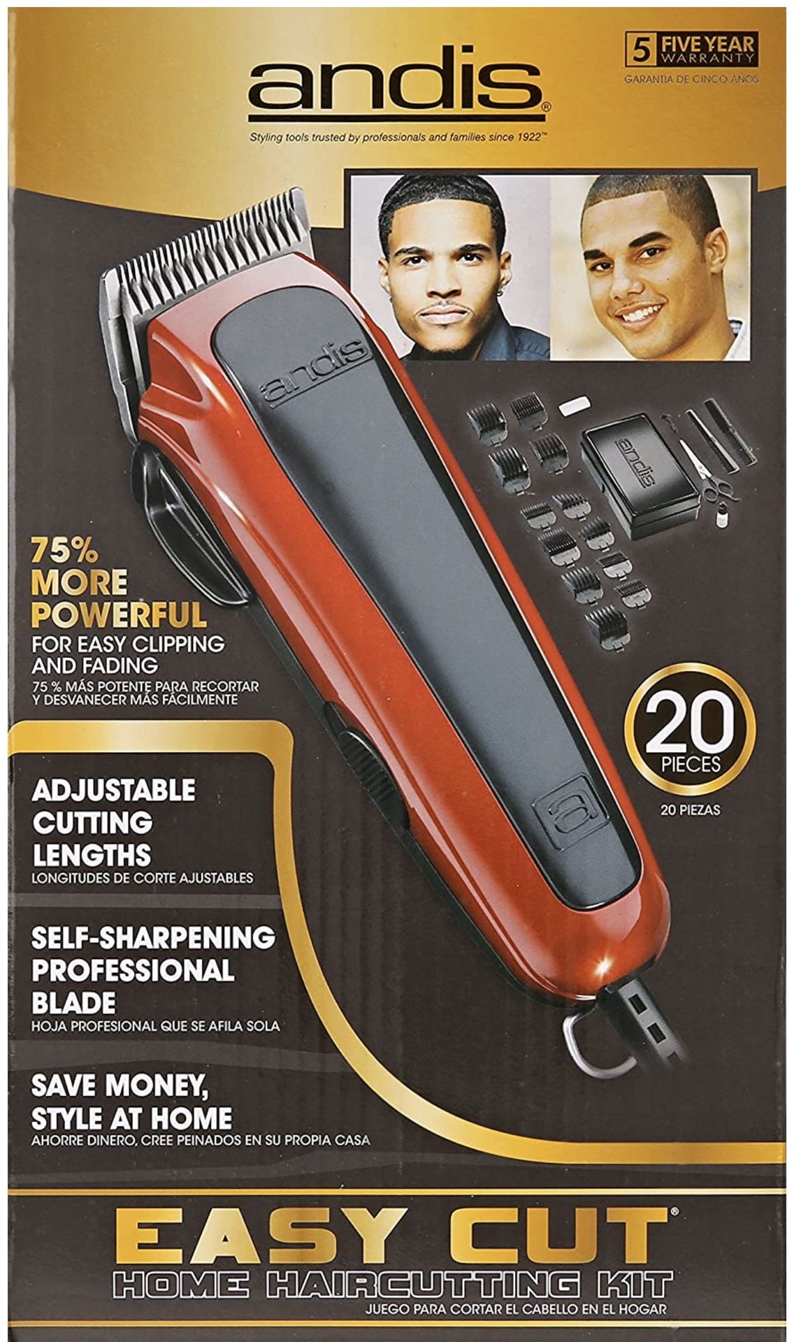 Andis 75360 Adjustable Blade Clipper Easy Cut 20-Piece Haircutting