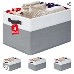 4 Pack Large Storage Baskets for Shelves | Fabric Closet Organizers