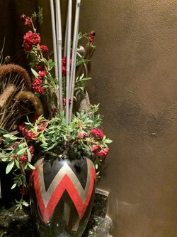 Vase With Arrangement And Large Urn