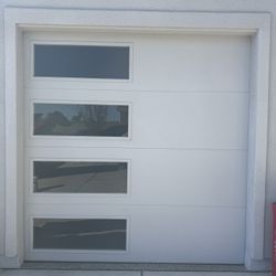 8x8 Garage Door (white) with LiftMaster Garage Opener Powered By myQ