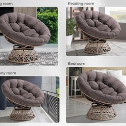 Papasan Outdoor & Indoor Chair - Brown Frame and Light Gray ( Smoky) Cushion