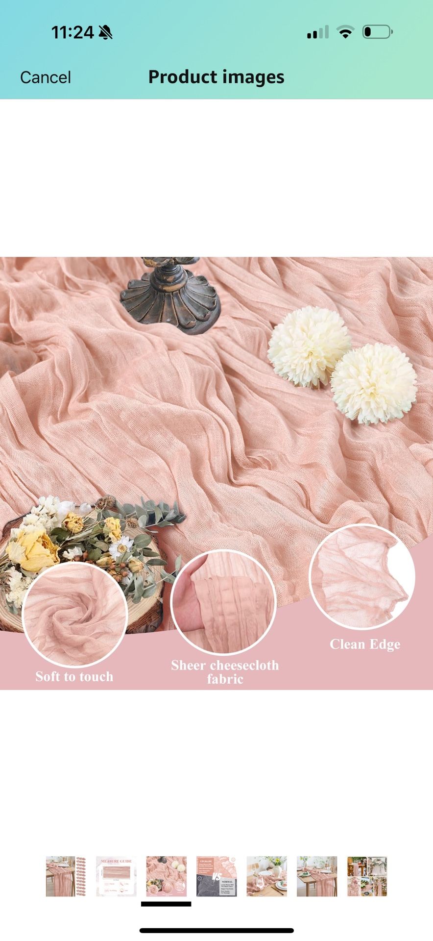 Asee'm 12pcs Cheesecloth Table Runner 120 Inches Dusty Pink Boho Gauze Cheese Cloth Runner 10FT Rustic Sheer Table Runners for Summer Wedding Baby Sho