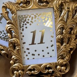 Wedding Gold Picture Frames and Candle Holders 
