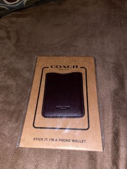 Coach Leather Phone Wallet Pocket Sticker Brown