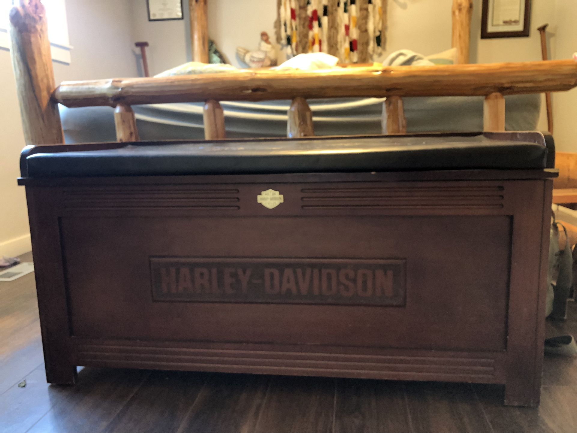 Harley Davidson Wooden Storage Bench