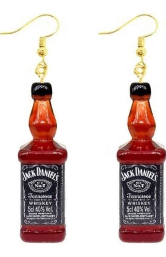 NEW! Jack Daniel's Whiskey Earrings, Resin made, Silver Dangle earrings