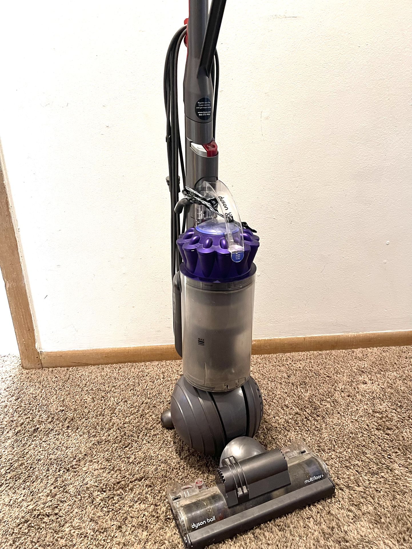 Dyson vacuum. Selling Because My Kids Broke A Plastic Piece That Holds The Trash Bin. I Have To Use Tape Told The Bin