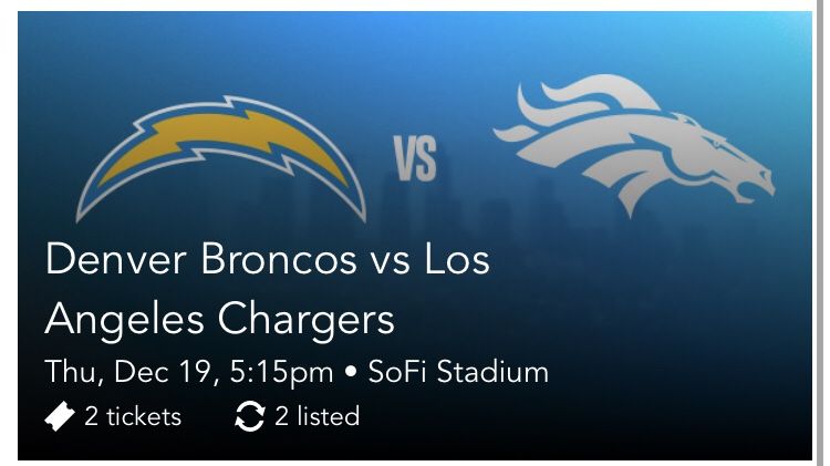 LA Chargers Vs Broncos Tickets