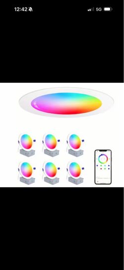TJOY 6" Smart LED RGBCW White Recessed Canless Downlight, 6-Pack, Model JAP6T63