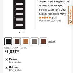 Steves & Sons Regency 36 in. x 96 in. 5L Modern Frosted Glass RHIS Onyx Stained 