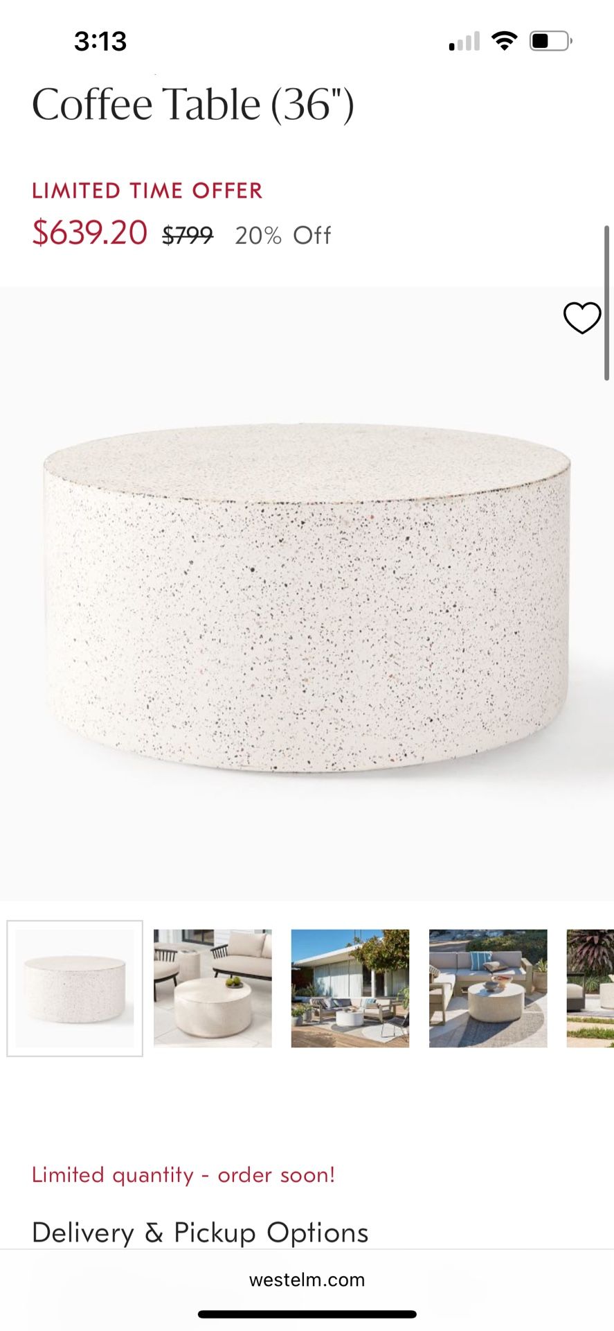 West Elm Indoor Outdoor Coffee Table