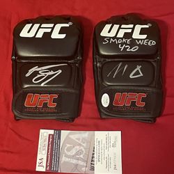 Authentic Nate And Nick Diaz Autographed UFC Gloves 