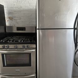 Frigidaire top freezer refrigerator &. Frigidaire 5 burner gas stove set stainless steel 