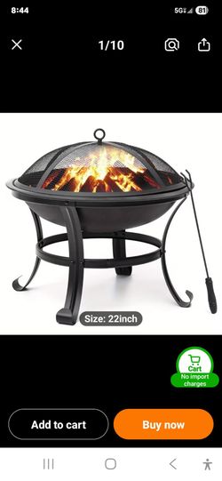 22in Fire Pit with Spark Screen and poker